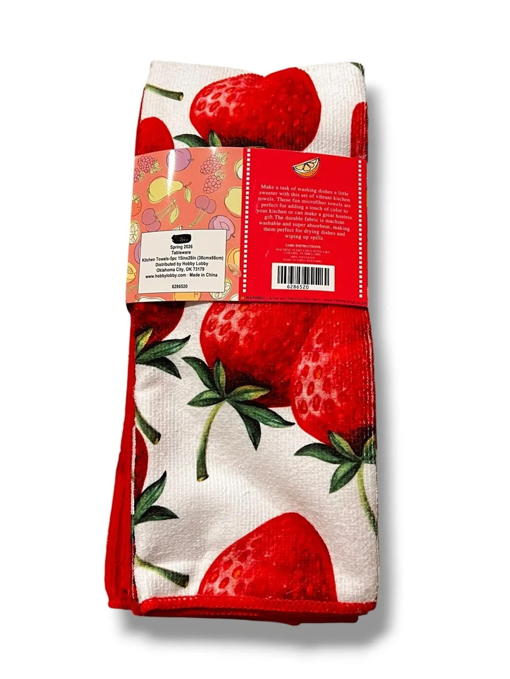NEW 5 Pack Strawberry Spring Summer Microfiber Kitchen Towels 15